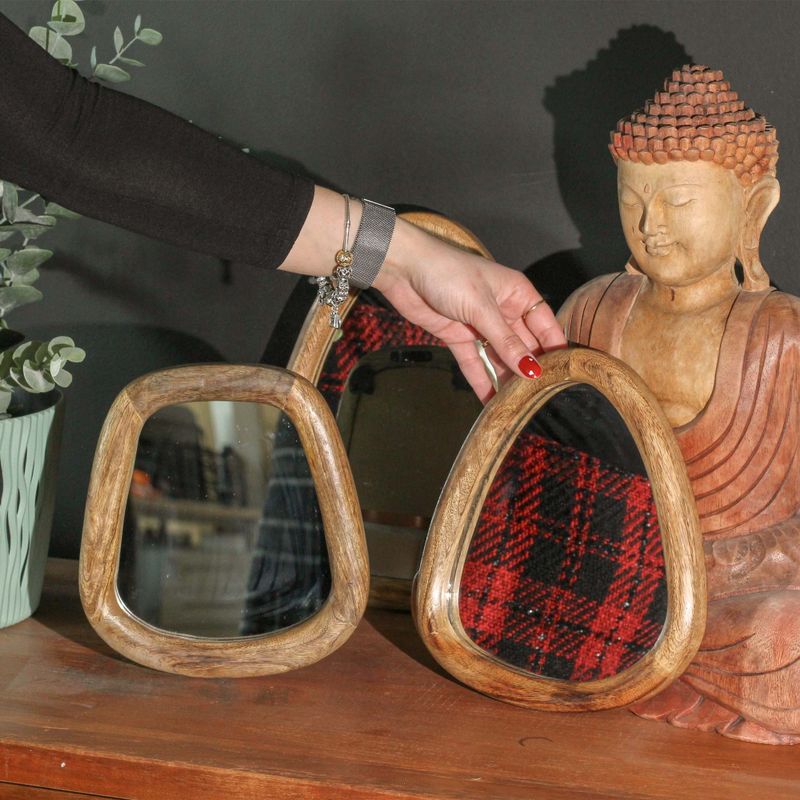 Set of 3 Pebble Shaped Mirrors - Dark Brown Finish