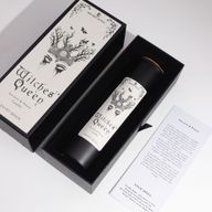 Witches’ Queen black candle with cork lid inside its gift box