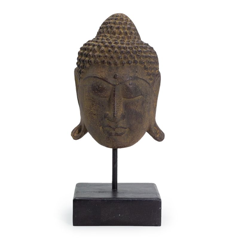 Large Serenity Buddha Head on Stand  - Grey