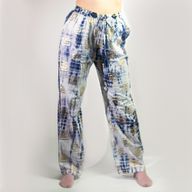 (LXL) Nomad Sari On the Med Collection - Lounge Pants - Gold & Blue Greek Motiff - Handpainted