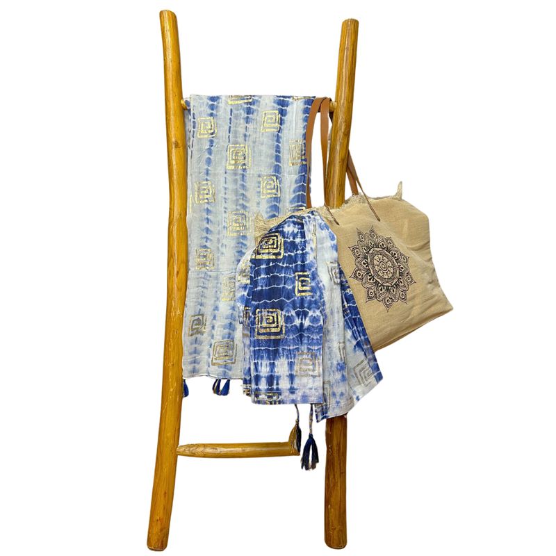 Nomad Sari On the Med Collection - Pario - Blue Tie Dye & Blockprint