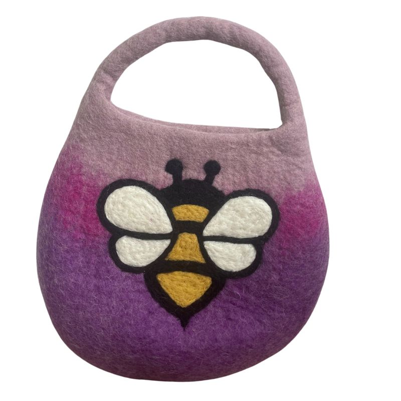 Water Felted Bee Bag - One Handle with Magnet  - Lavender Shades