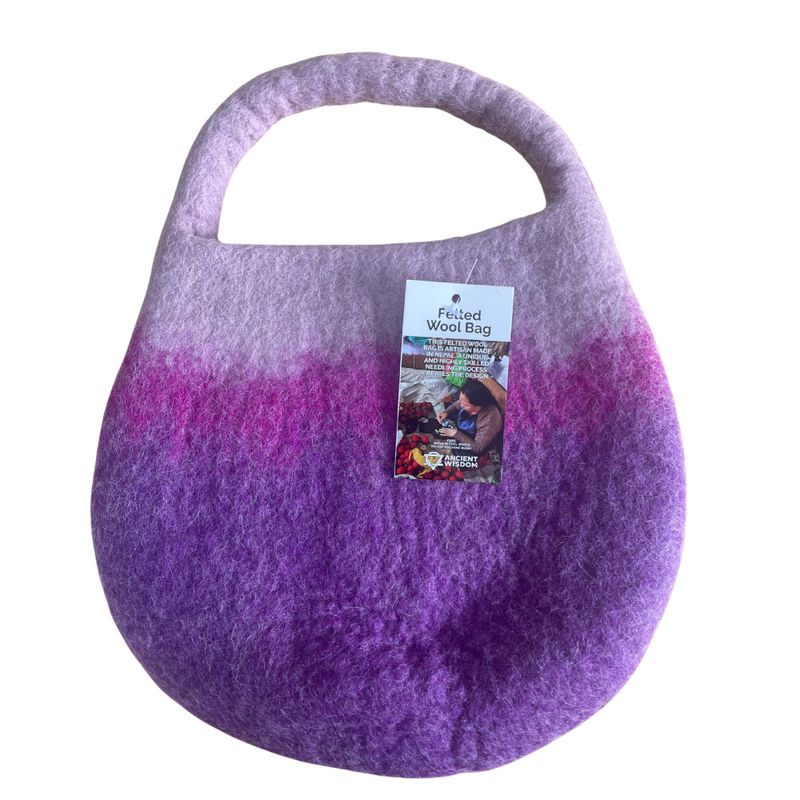 Water Felted Bee Bag - One Handle with Magnet  - Lavender Shades