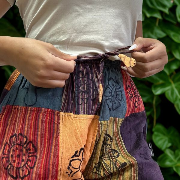 Mushroom Pants with Block Print Designs - Nomad Sari