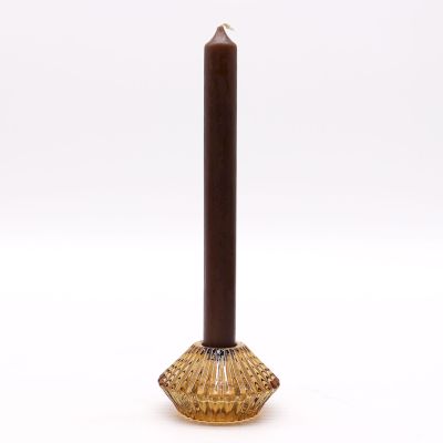 Set of 2  Flower Flip Dinner Candle / Tealight Holder -  Antique Amber