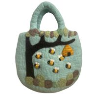 Tree and Beehive Felted Bag - 35x27cm