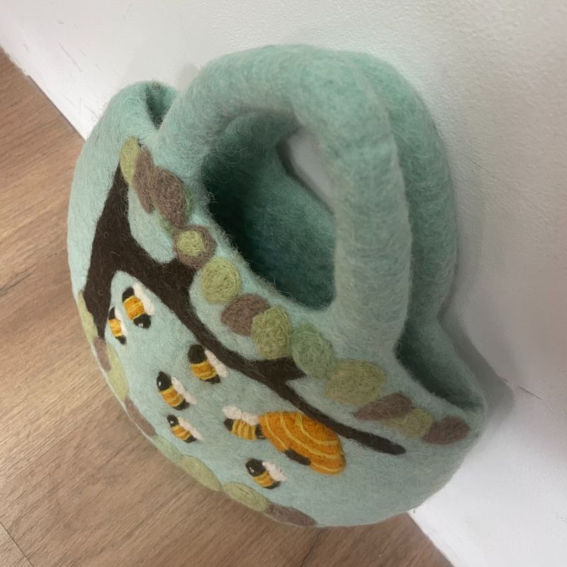 Tree and Beehive Felted Bag - 35x27cm