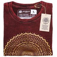 Nomad Sari Stonewashed Cotton T-Shirt – Mandala – Maroon – Large