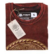 Nomad Sari Stonewashed Cotton T-Shirt – Chakra – Maroon – Small