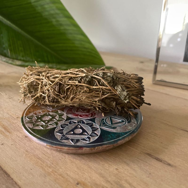 Soapstone Disc Incense Holder 10cm - Seven Chakra