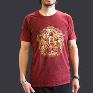 Nomad Sari Stonewashed Cotton T-Shirt – Hamsa – Maroon – Medium