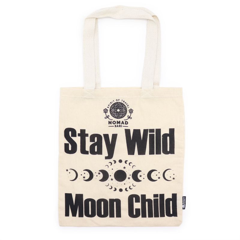 Nomad Sari Iconic Basic Tote Bag - Stay Wild, Moon Child - Natural 4oz
