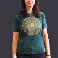 Nomad Sari Stonewashed Cotton T-Shirt - Mandala - Green - Medium