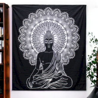 Black and White Double Cotton Bedspread