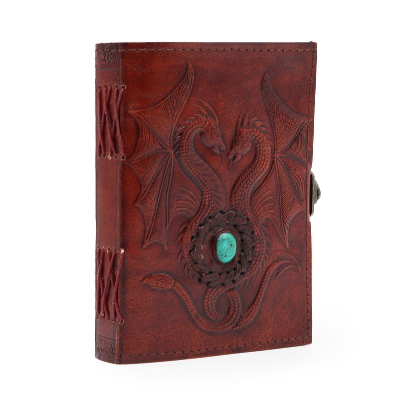 Two Dragons- Esoteric Notebook - Red Tan - 200 pages  Stich Edge- 17.5x12.5x3cm