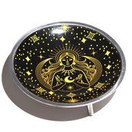 Triple Leg Enamelled Offering Plate - Gold Goddess on Black