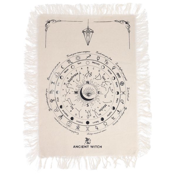 Ancient Witch Pendulum Divination Cloth - All Seeing Eye - Natural & Black