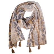 Nomad Sari Summer Marbella Print Scarf - Coffee with Gold (180x50cm)