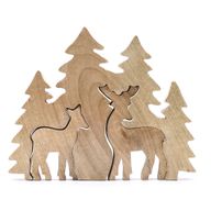 Lost in the Forrest - Two Dear in the Forrest 3D Wooden Decoration - 18x23cm