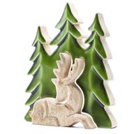Lost in the Forrest -  Stag in the Forrest 3D Wooden Decoration - 23x20cm