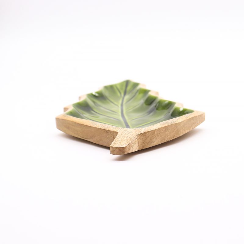 Lost in the Forrest -  Enamel Leaf Wooden Bowl - 33x17cm