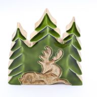Lost in the Forrest -  Stag in the Forrest 3D Wooden Decoration - 23x20cm