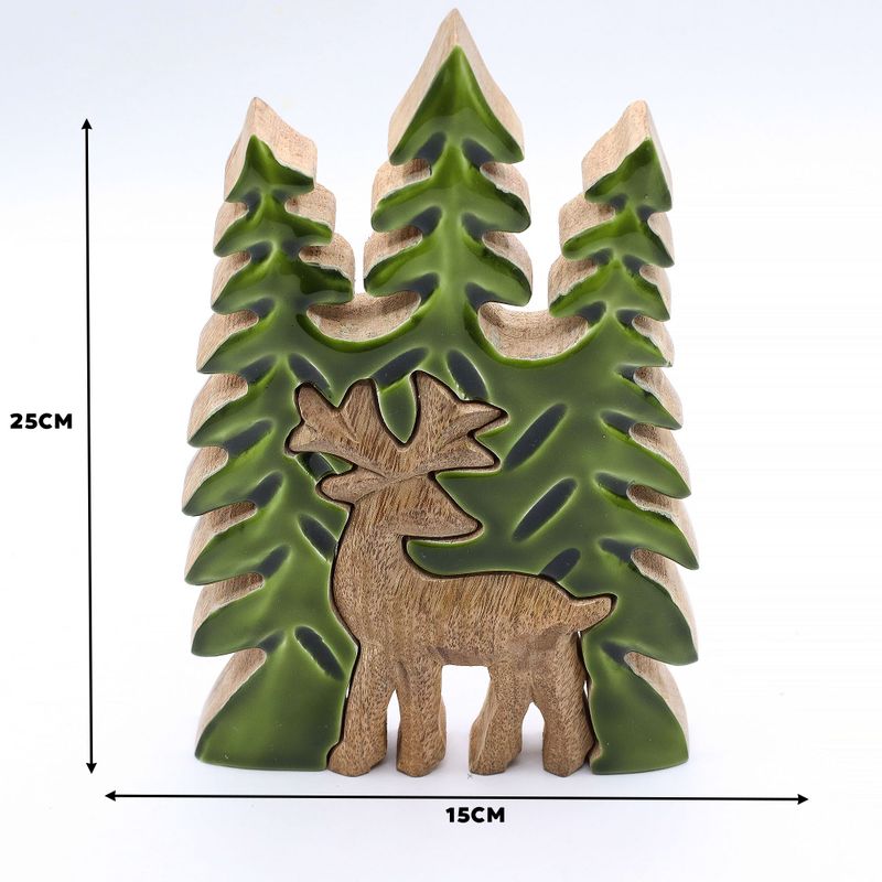 Lost in the Forrest - Stag in the Forrest 3D Wooden Decoration - 25x15cm