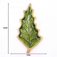 Lost in the Forrest -  Enamel Leaf Wooden Bowl - 33x17cm