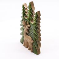 Lost in the Forrest -  Stag in the Forrest 3D Wooden Decoration - 23x20cm