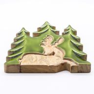Lost in the Forrest -  Stag in the Forrest 3D Wooden Decoration - 23x20cm