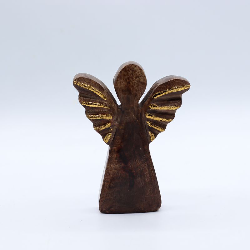 Small Mango Wood Angel - Gold Decor