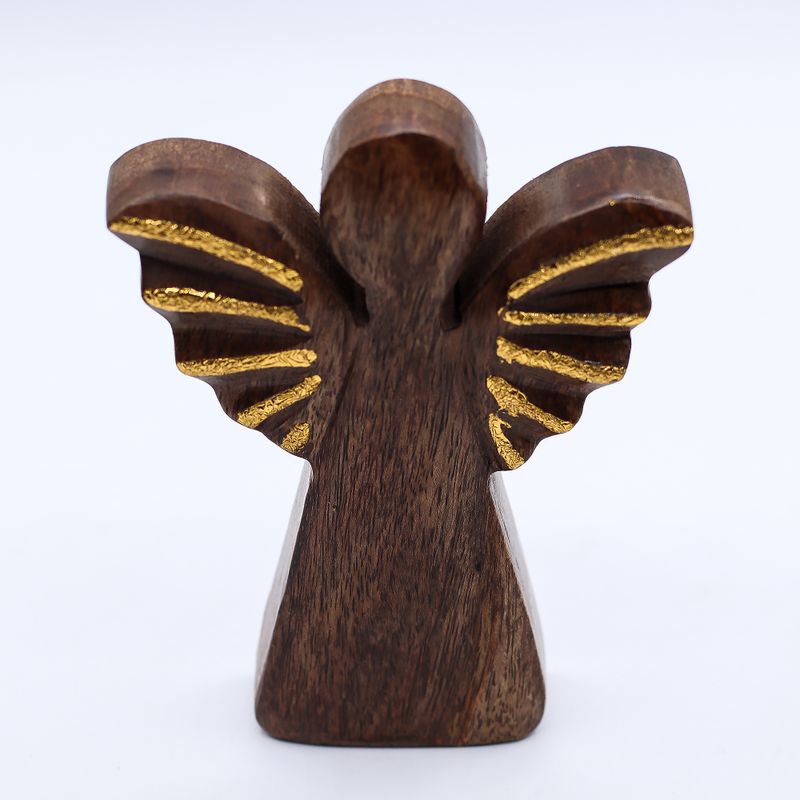 Medium Mango Wood Angel - Gold Decor