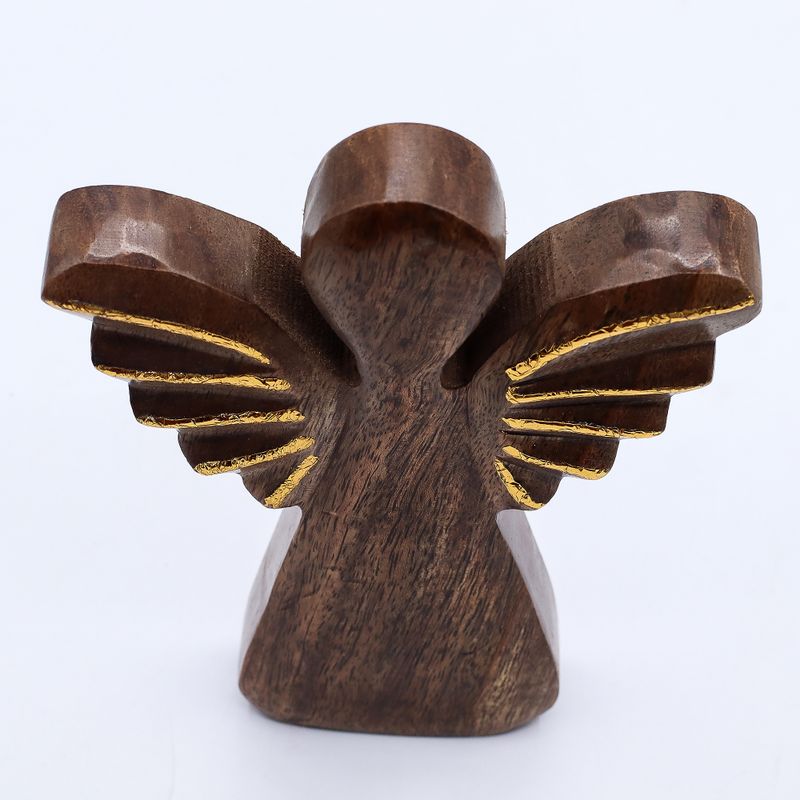 Large Mango Wood Angel - Gold Decor