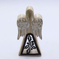 Mango Wood Angel - Whitewash with Iron Decor Cut Out