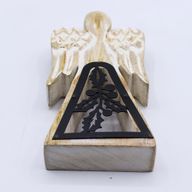 Mango Wood Angel - Whitewash with Iron Decor Cut Out