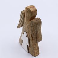 Mango Wood Angel in Angel - White Enamel