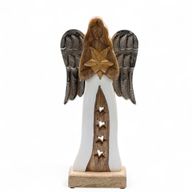 Large Mango Wood Star Angel Metal Wings & Enamel Detail