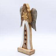 Large Mango Wood Star Angel Metal Wings & Enamel Detail