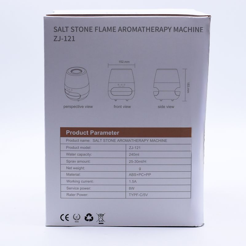 Salt Stone Flame Effect Aroma Diffuser - White USB - Colour Change and Timer