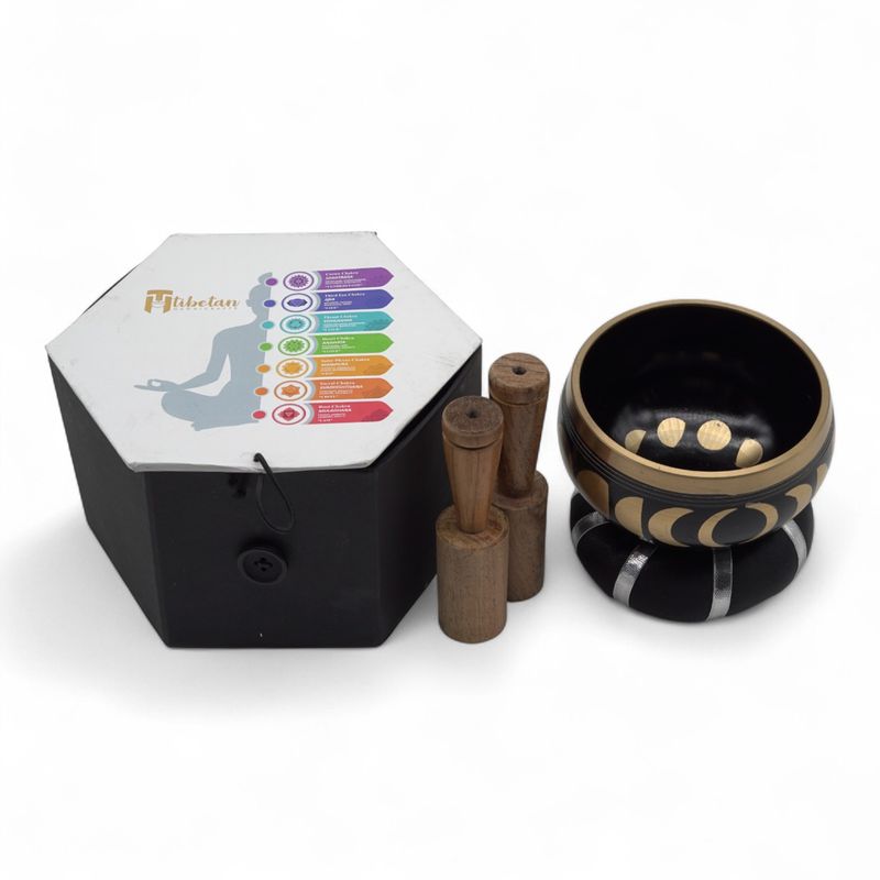 Moon Phase Singing Bowl Set- Black 10.7cm