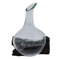 Molten Glass Mini Decanter on Wood 20cm