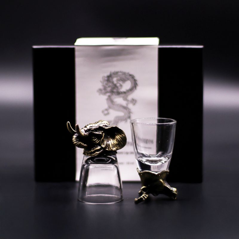 Gift Set of 6 Shot Glasses (50ml) - Wild Forest Creatures - Antique Bronze
