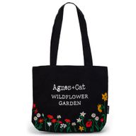 Agnes + Cat Wildflower Garden Tote Bag - Black