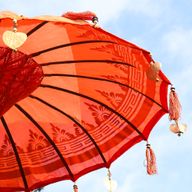 Bali Patio Parasol - Cotton - Orange Decor - 1.5m