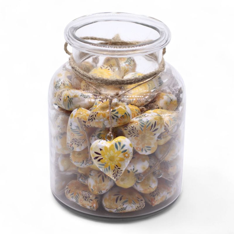 Large Decor Wood Hearts - Yellow Floral