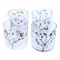 Natural Floral Glass - Straight Candle Holder - Margarita - (8x8cm)