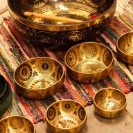 Pure Brass Etched Yogi - Set of 4 - Approx 3.85kg