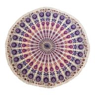 Small Mandala Roundie Cotton Art (130cm) - Peacock Purples