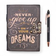 Leather Printed Notebook – Never Give Up On Your Dreams -  17.8×12.7 cm