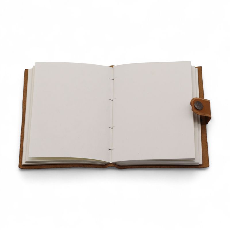 Leather Embossed Notebook – Tan Floral Pattern –  17.8×12.7 cm